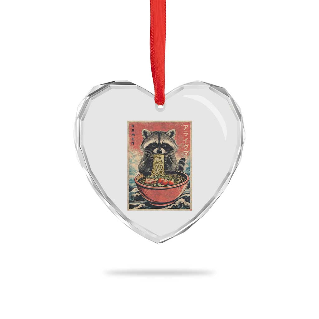 Kawaii Anime Raccoon Ramen Heart Crystal Glass Ornament Funny Japanese Noodles Anime Lovers - Wonder Print Shop