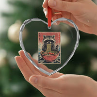 Kawaii Anime Raccoon Ramen Heart Crystal Glass Ornament Funny Japanese Noodles Anime Lovers - Wonder Print Shop