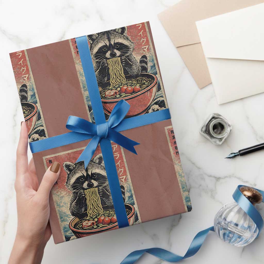 Kawaii Anime Raccoon Ramen Wrapping Paper Roll Funny Japanese Noodles Anime Lovers - Wonder Print Shop