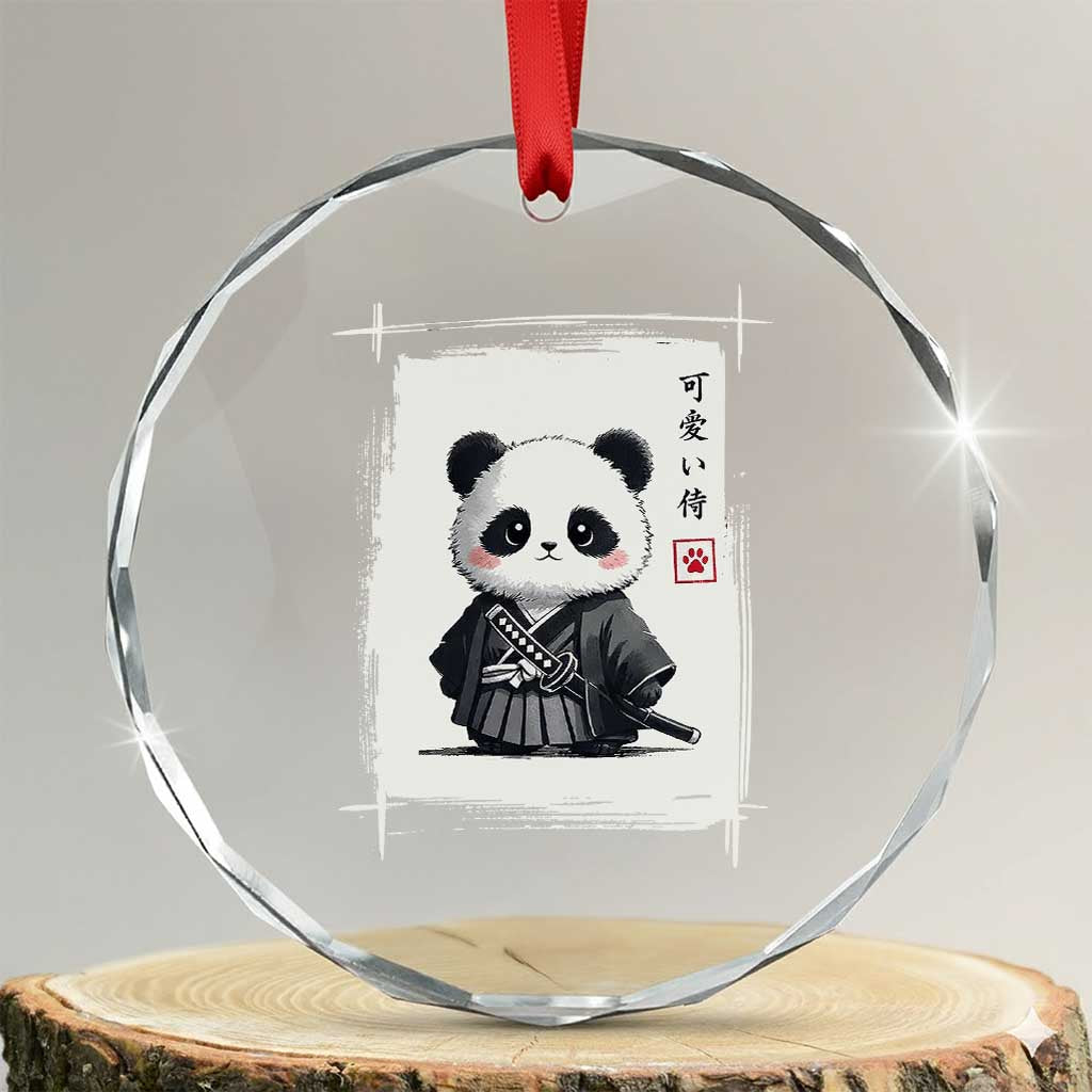 Kawaii Anime Samurai Panda Crystal Glass Ornament Vintage Sumi-e Japanese Art Funny Panda Lovers - Wonder Print Shop