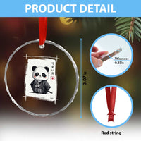 Kawaii Anime Samurai Panda Crystal Glass Ornament Vintage Sumi-e Japanese Art Funny Panda Lovers - Wonder Print Shop