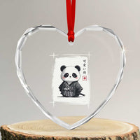 Kawaii Anime Samurai Panda Heart Crystal Glass Ornament Vintage Sumi-e Japanese Art Funny Panda Lovers - Wonder Print Shop