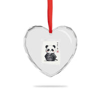 Kawaii Anime Samurai Panda Heart Crystal Glass Ornament Vintage Sumi-e Japanese Art Funny Panda Lovers - Wonder Print Shop