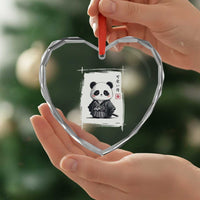Kawaii Anime Samurai Panda Heart Crystal Glass Ornament Vintage Sumi-e Japanese Art Funny Panda Lovers - Wonder Print Shop