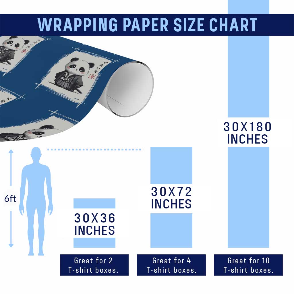 Kawaii Anime Samurai Panda Wrapping Paper Roll Vintage Sumi-e Japanese Art Funny Panda Lovers - Wonder Print Shop
