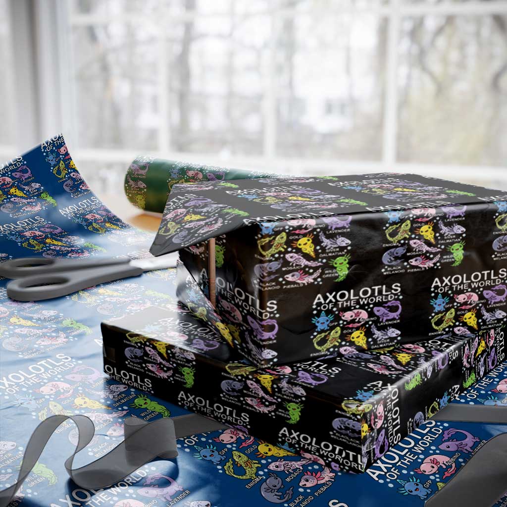 Kawaii Axolotl Wrapping Paper Roll Axolotls of the World Animals Aquarium Species