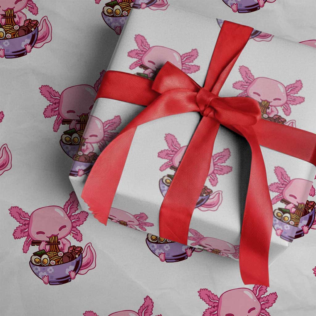 Kawaii Axolotl Eating Ramen Wrapping Paper Roll Japanese Noodles Lover Anime Otaku Manga