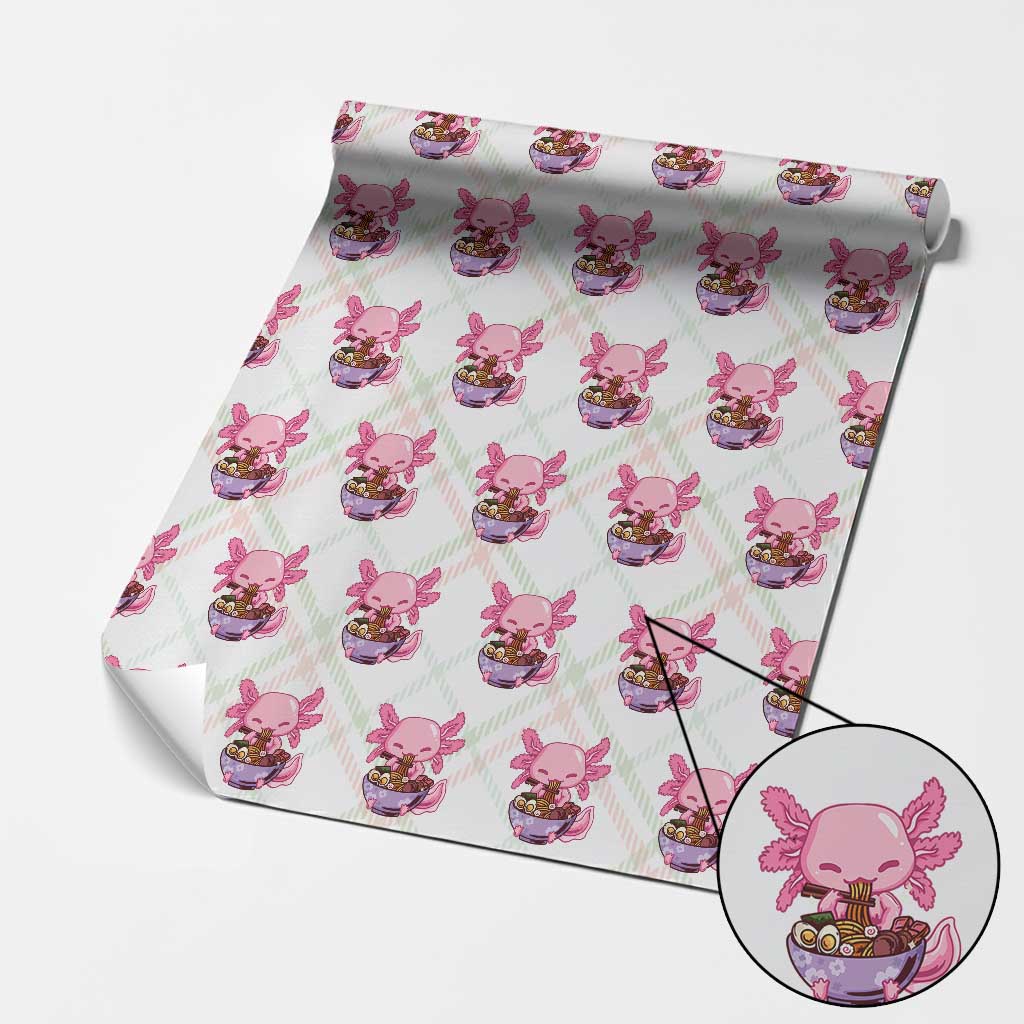 Kawaii Axolotl Eating Ramen Wrapping Paper Roll Japanese Noodles Lover Anime Otaku Manga