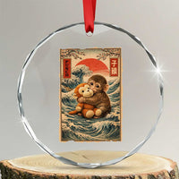 Kawaii Baby Monkey Punch Crystal Glass Ornament Vintage Japanese Graphic Cute Macaque Ukiyo-e