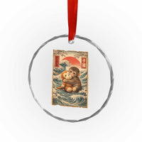 Kawaii Baby Monkey Punch Crystal Glass Ornament Vintage Japanese Graphic Cute Macaque Ukiyo-e