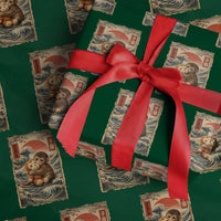 Kawaii Baby Monkey Punch Wrapping Paper Roll Vintage Japanese Graphic Cute Macaque Ukiyo-e