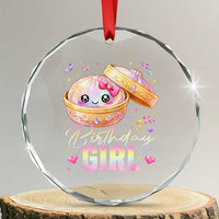 Kawaii Birthday Girl Glitter Dumpling Graphic Crystal Glass Ornament Cute Pink Bow Dim Sum Party Gift