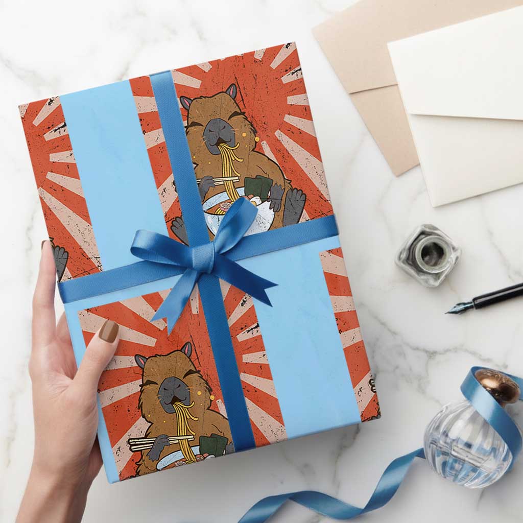Kawaii Capybara Ramen Wrapping Paper Roll Cute Capy Meme Japanese Noodles Lover