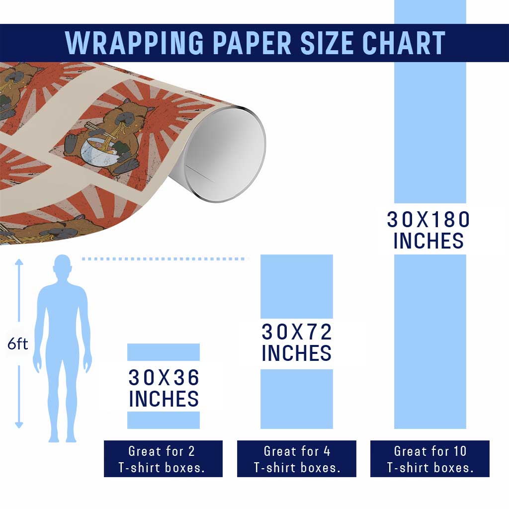 Kawaii Capybara Ramen Wrapping Paper Roll Cute Capy Meme Japanese Noodles Lover
