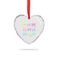 Kawaii Dumpling and Bows Aesthetic Graphic Heart Crystal Glass Ornament Cute Pastel Bao Dim Sum Coquette Aesthetic