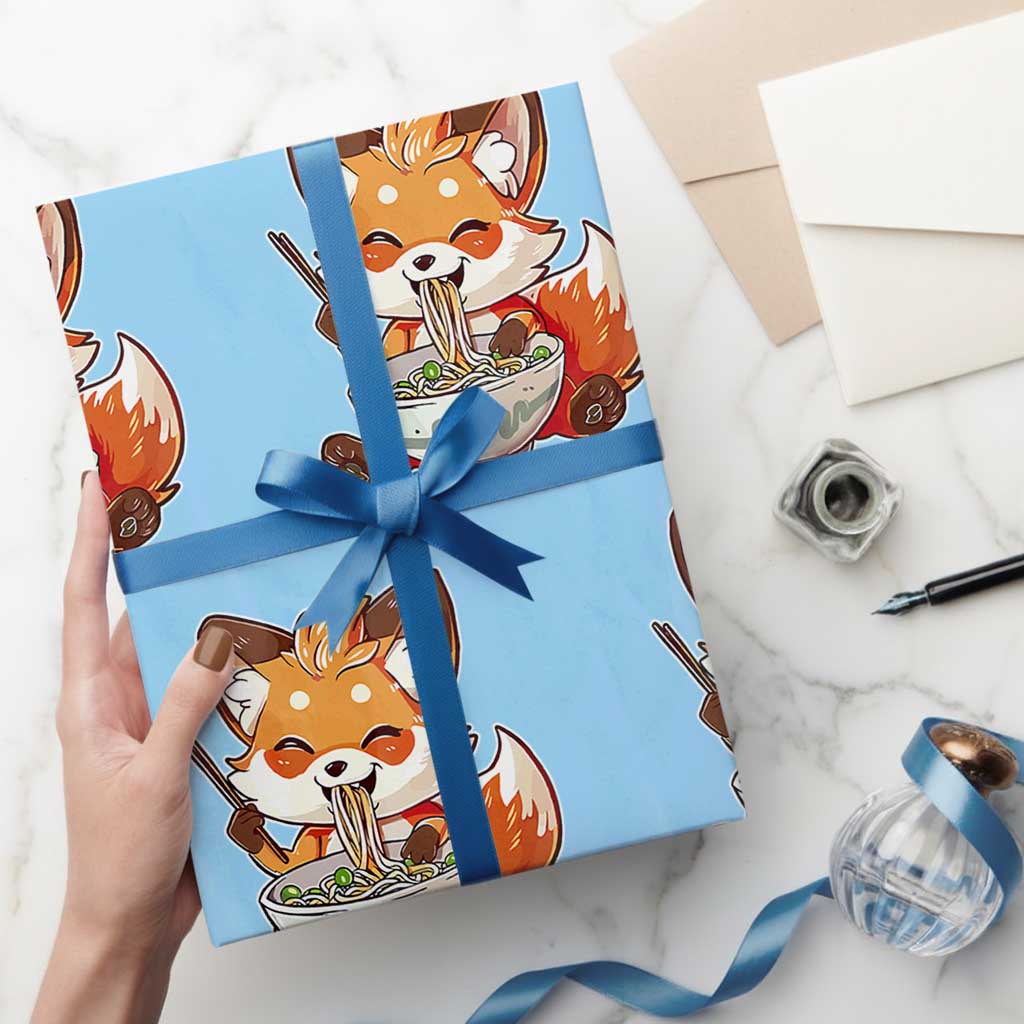 Kawaii Fox Ramen Japanese Wrapping Paper Roll Japanese Anime Otaku Manga Cute Graphic