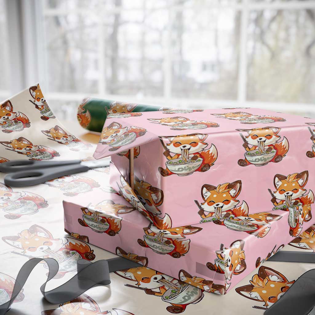 Kawaii Fox Ramen Japanese Wrapping Paper Roll Japanese Anime Otaku Manga Cute Graphic