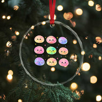 Kawaii Glitter Dumpling Face Grid Graphic Crystal Glass Ornament Cute Pastel Bao Emoji Expressions