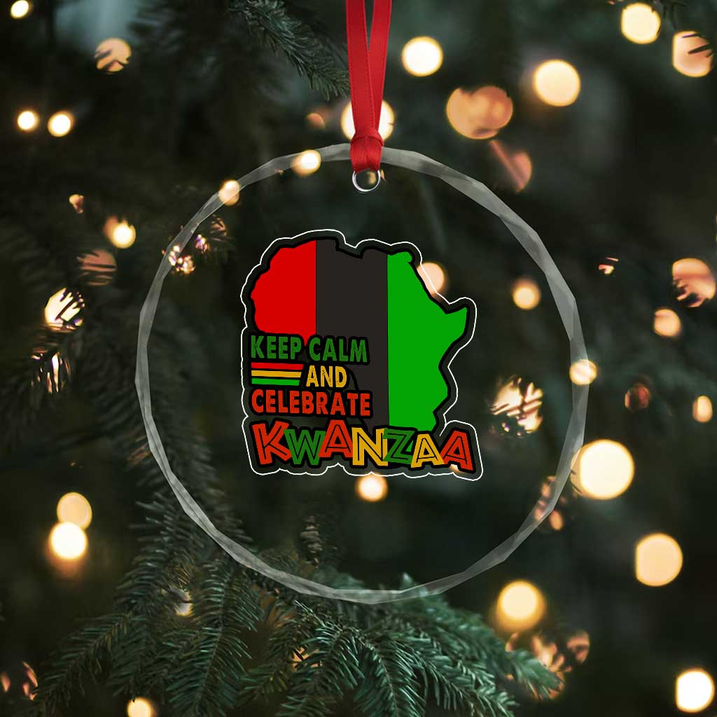 Keep Calm And Celebrate Kwanzaa Crystal Glass Ornament Black Holiday African American Xmas TS11