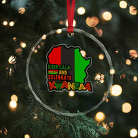 Keep Calm And Celebrate Kwanzaa Crystal Glass Ornament Black Holiday African American Xmas TS11