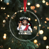 Keep Calm And Trust In Jesus Crystal Glass Ornament Christian Dartist Gift - Wonder Print Shop