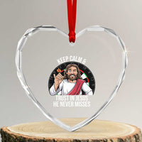 Keep Calm And Trust In Jesus Heart Crystal Glass Ornament Christian Dartist Gift - Wonder Print Shop