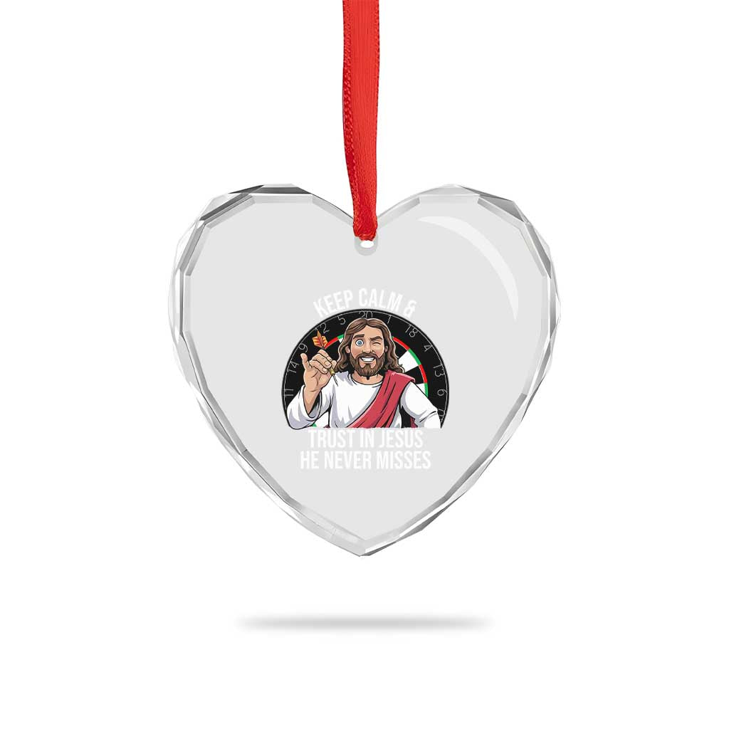 Keep Calm And Trust In Jesus Heart Crystal Glass Ornament Christian Dartist Gift - Wonder Print Shop