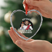 Keep Calm And Trust In Jesus Heart Crystal Glass Ornament Christian Dartist Gift - Wonder Print Shop