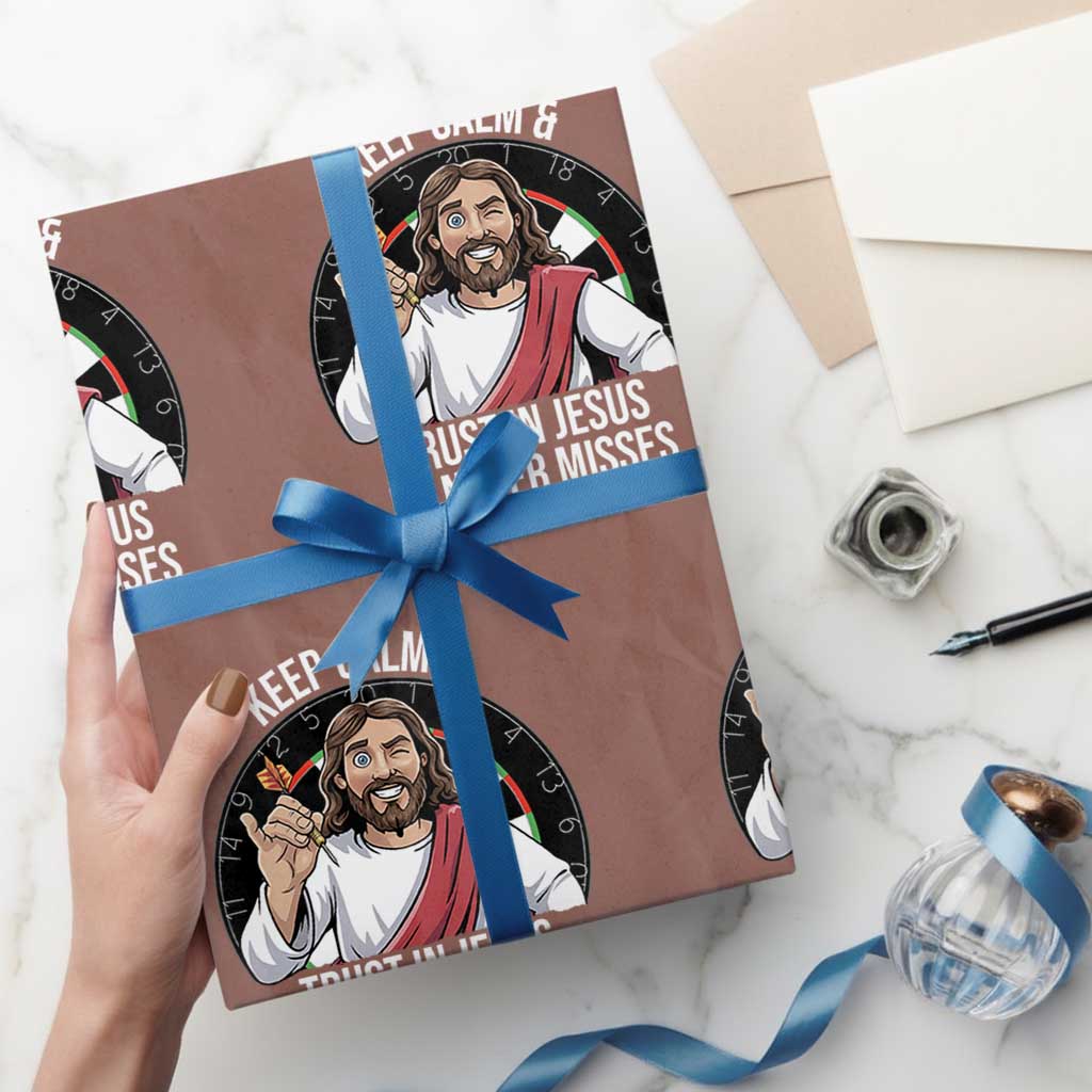 Keep Calm And Trust In Jesus Wrapping Paper Roll Christian Dartist Gift - Wonder Print Shop