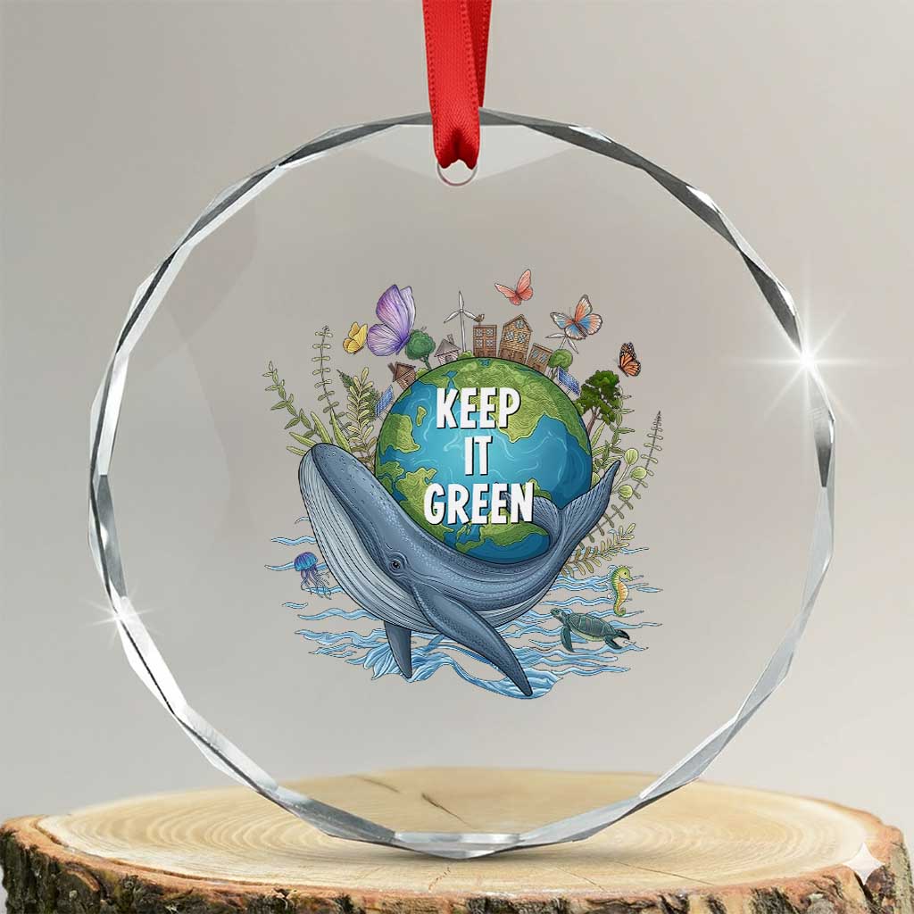 Keep It Green Earth Day Crystal Glass Ornament Eco-Friendly Nature Environmental Awareness