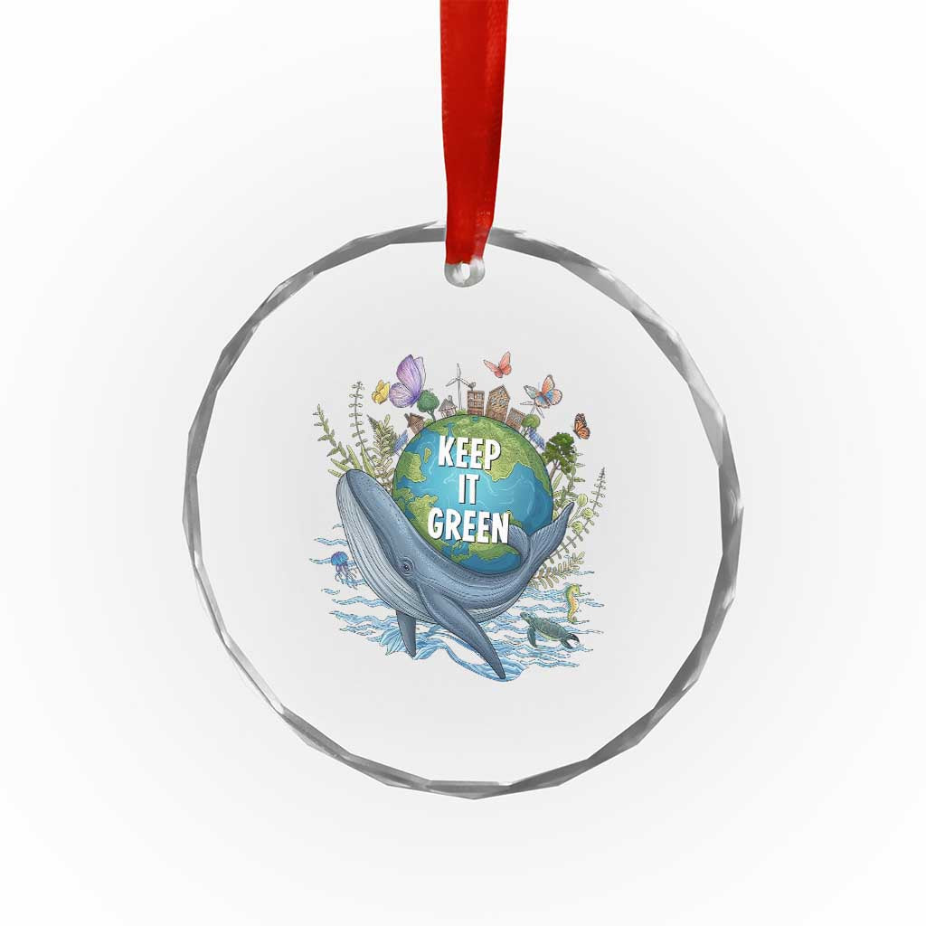 Keep It Green Earth Day Crystal Glass Ornament Eco-Friendly Nature Environmental Awareness