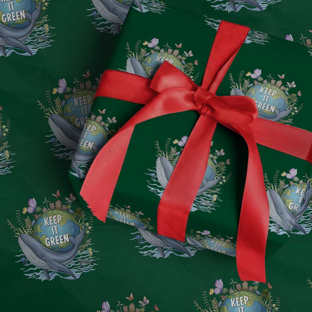 Keep It Green Earth Day Wrapping Paper Roll Eco-Friendly Nature Environmental Awareness