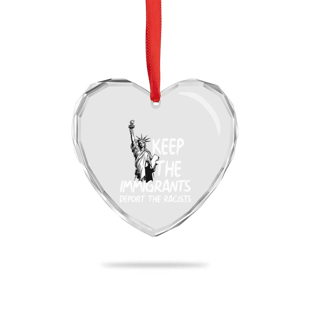 Keep The Immigrants Deport The Racists Heart Crystal Glass Ornament Statue Of Liberty Anti Racism