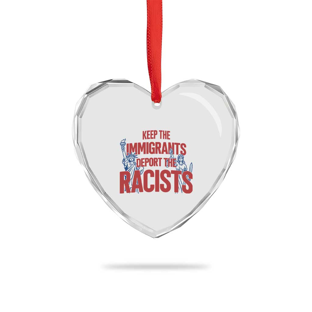 Keep The Immigrants Deport The Racists Heart Crystal Glass Ornament Statue Of Liberty Anti Racism Political Statement