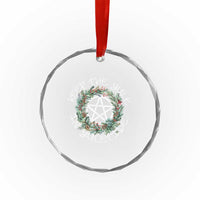 Keep The Yule In Yuletide Crystal Glass Ornament Yule Christmas Wreath TS11