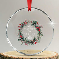 Keep The Yule In Yuletide Crystal Glass Ornament Yule Christmas Wreath Pentagram TS11