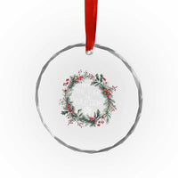 Keep The Yule In Yuletide Crystal Glass Ornament Yule Christmas Wreath Pentagram TS11