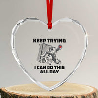 Keep Trying I Can Do This All Day Heart Crystal Glass Ornament Funny Goalie Hockey Player Gift - Wonder Print Shop