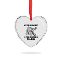 Keep Trying I Can Do This All Day Heart Crystal Glass Ornament Funny Goalie Hockey Player Gift - Wonder Print Shop