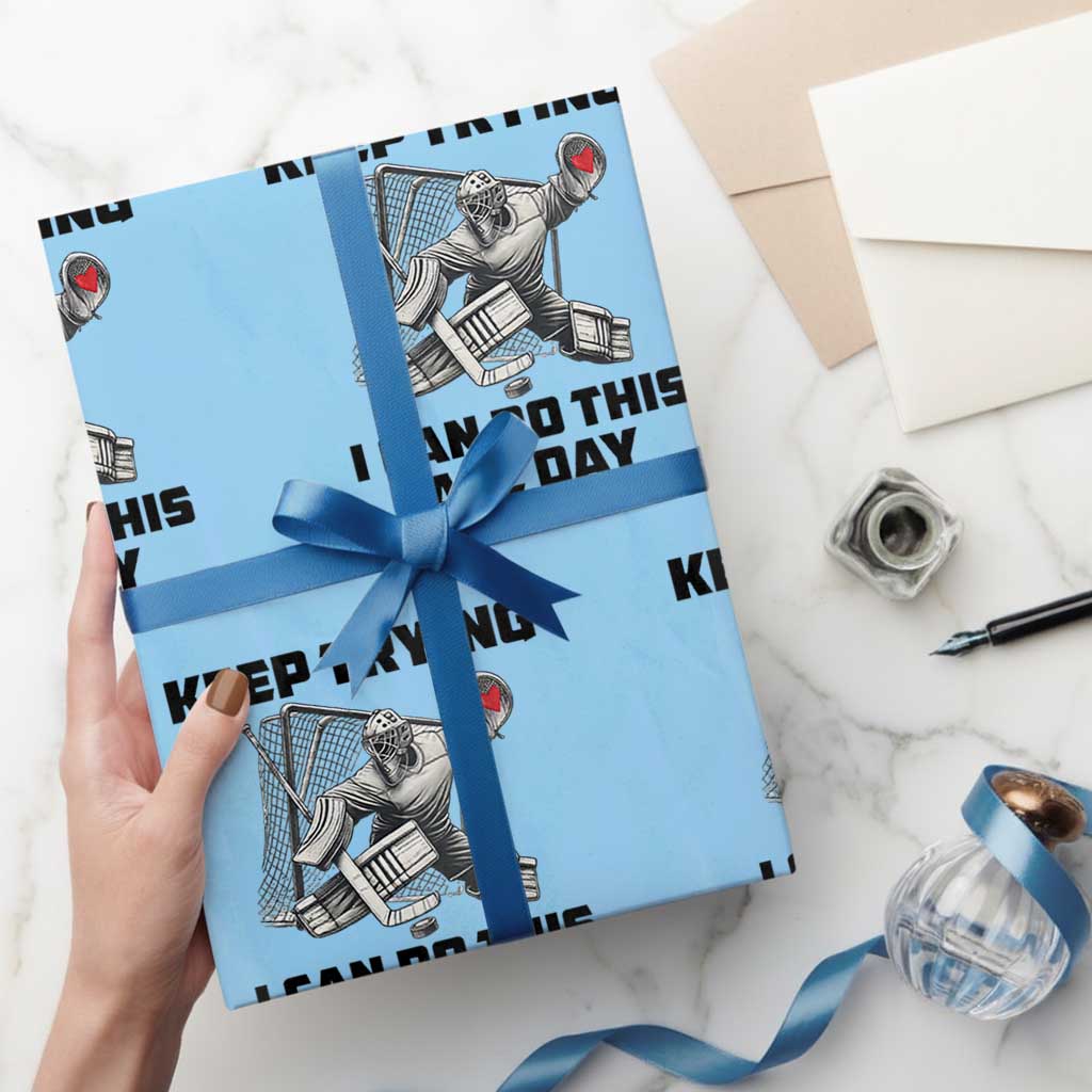 Keep Trying I Can Do This All Day Wrapping Paper Roll Funny Goalie Hockey Player Gift - Wonder Print Shop