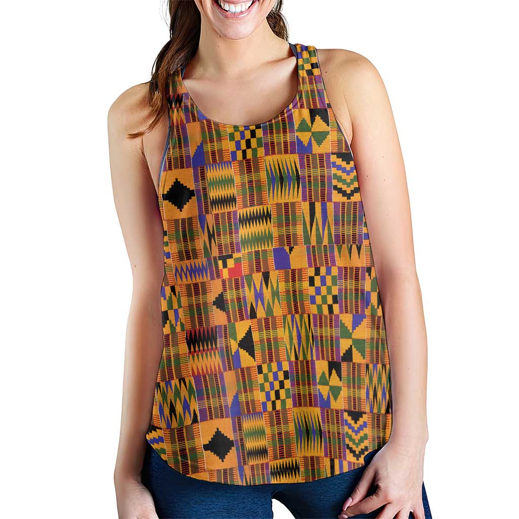 Kente African Pattern Women Racerback Tank - Wonder Print Shop