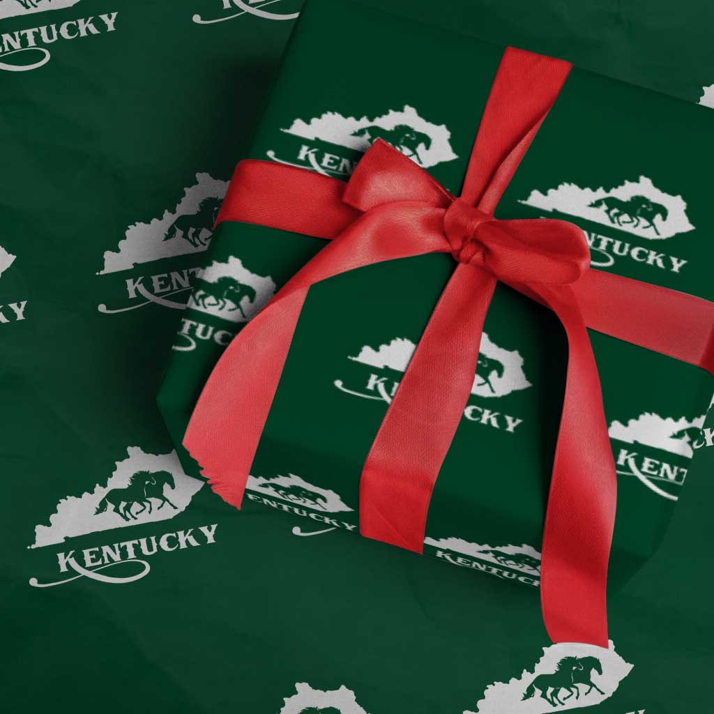 Kentucky Horse Map State Derby Day Wrapping Paper Roll