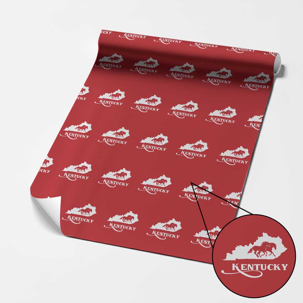 Kentucky Horse Map State Derby Day Wrapping Paper Roll