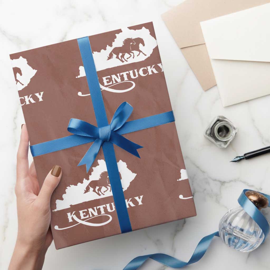Kentucky Horse Map State Derby Day Wrapping Paper Roll