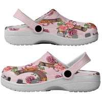 Kentucky Lucky Horseshoe Floral Clogs Shoes Vintage Western Pattern