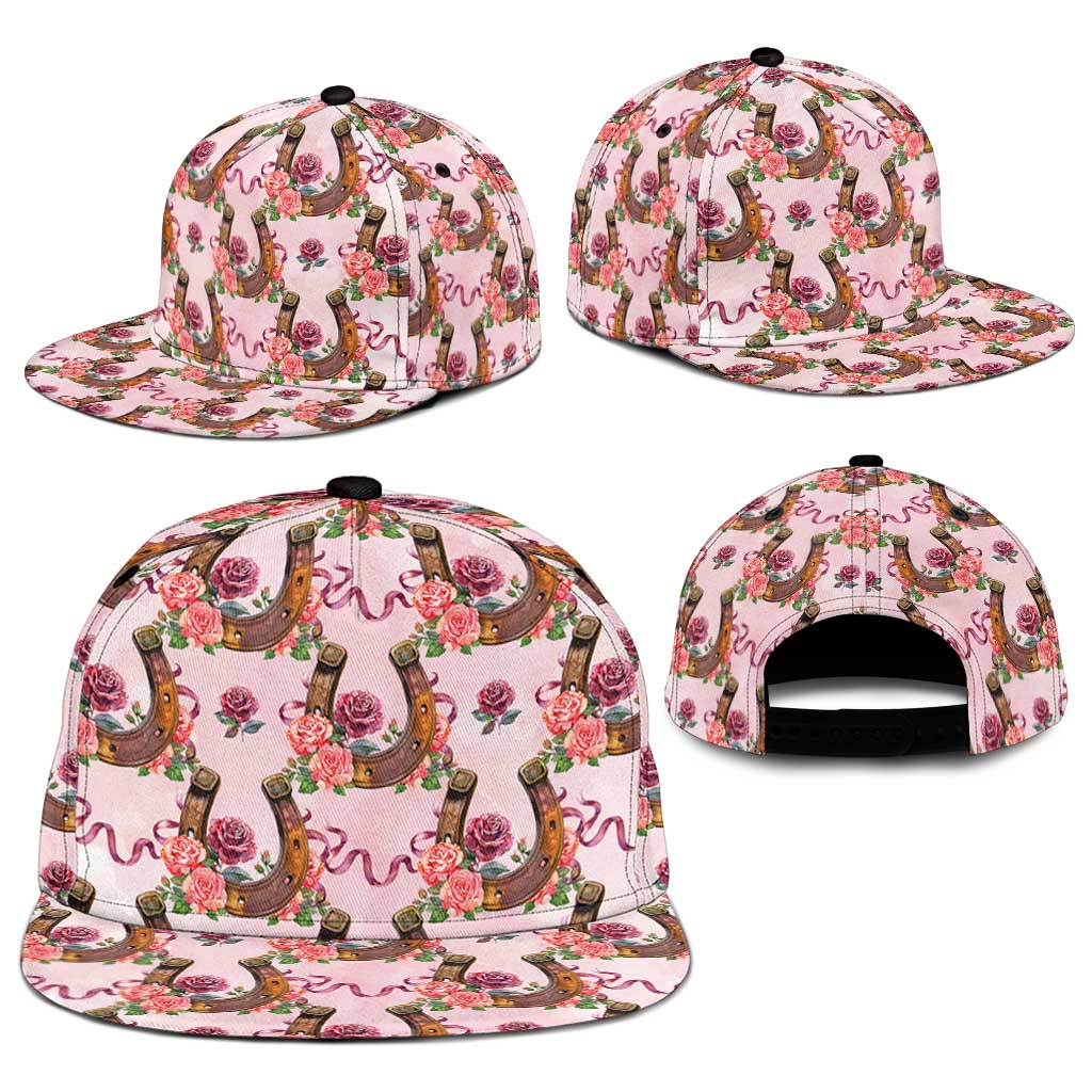 Kentucky Lucky Horseshoe Floral Snapback Cap Vintage Western Pattern