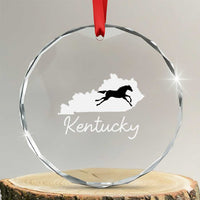 Kentucky State Map with Racing Horse Crystal Glass Ornament Bluegrass State Pride Equestrian