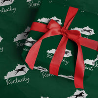 Kentucky State Map with Racing Horse Wrapping Paper Roll Bluegrass State Pride Equestrian