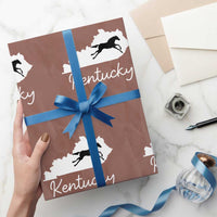 Kentucky State Map with Racing Horse Wrapping Paper Roll Bluegrass State Pride Equestrian