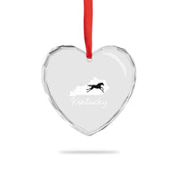 Kentucky State Map with Racing Horse Heart Crystal Glass Ornament Bluegrass State Pride Equestrian